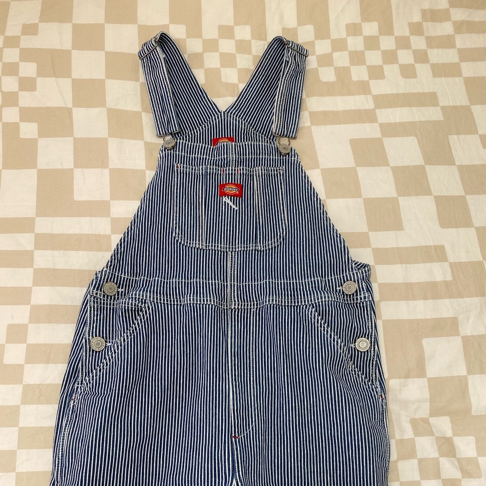 Dickies women’s overalls in hickory stripe